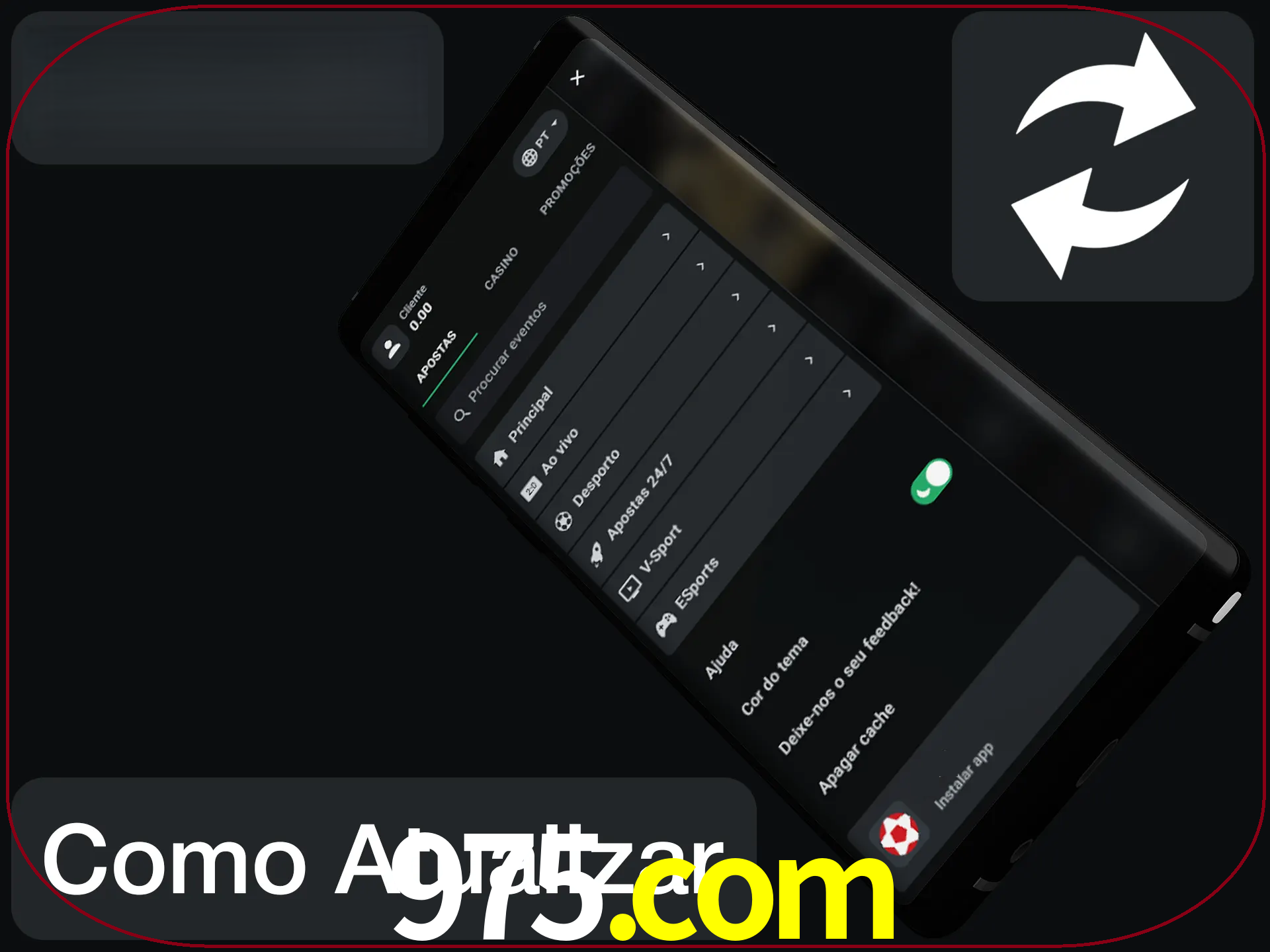 O aplicativo é atualizado automaticamente quando você faz o login.