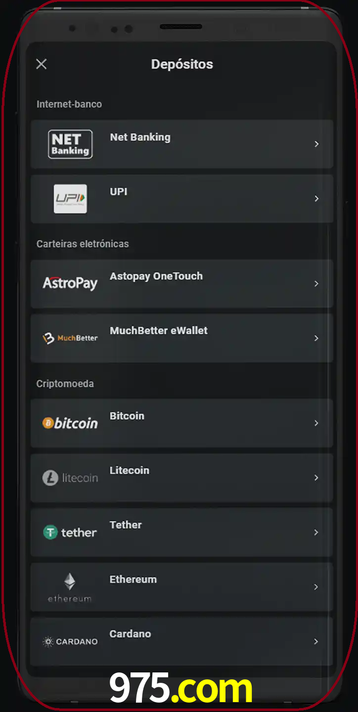 Você pode usar métodos alternativos de depósito.