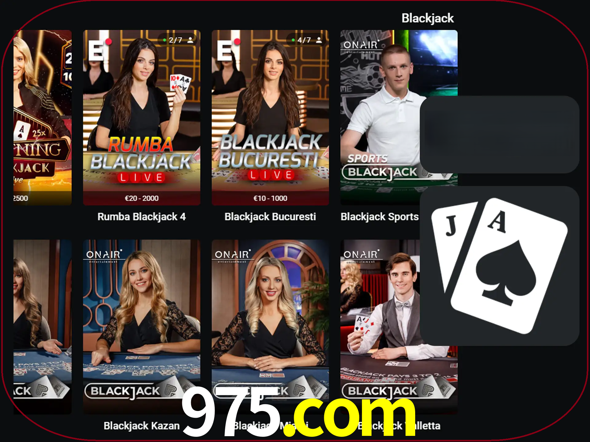 Escolha uma mesa completa de jogadores de blackjack.